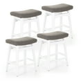 thumbnail image 4 of Summit Living 24 inch Wooden Counter Stools Set of 4, Saddle Backless Faux Leather Bar Stools for Kitchen, White & Gray, 4 of 10