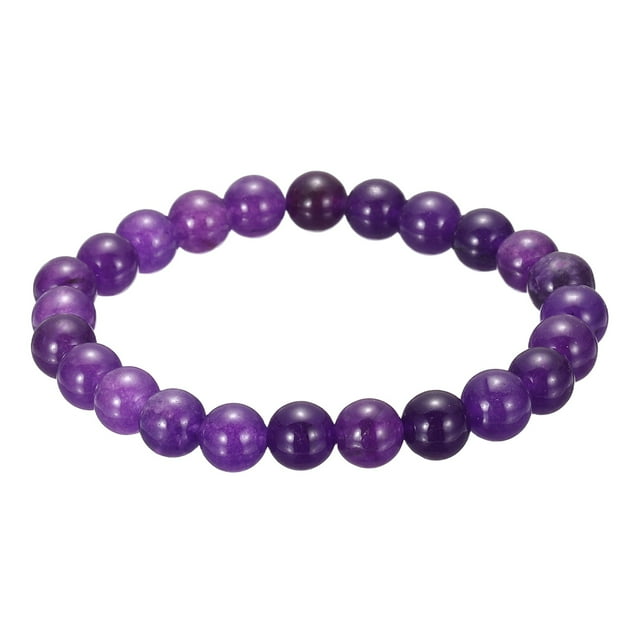 Pulsera de Ojo de Tigre Obsidiana 8mm Pulsera de Cristal Hecha a Mano para Ansiedad, Oración, Beads para Mujeres y Hombres, 7.5-7.75 Pulgadas, Púrpura