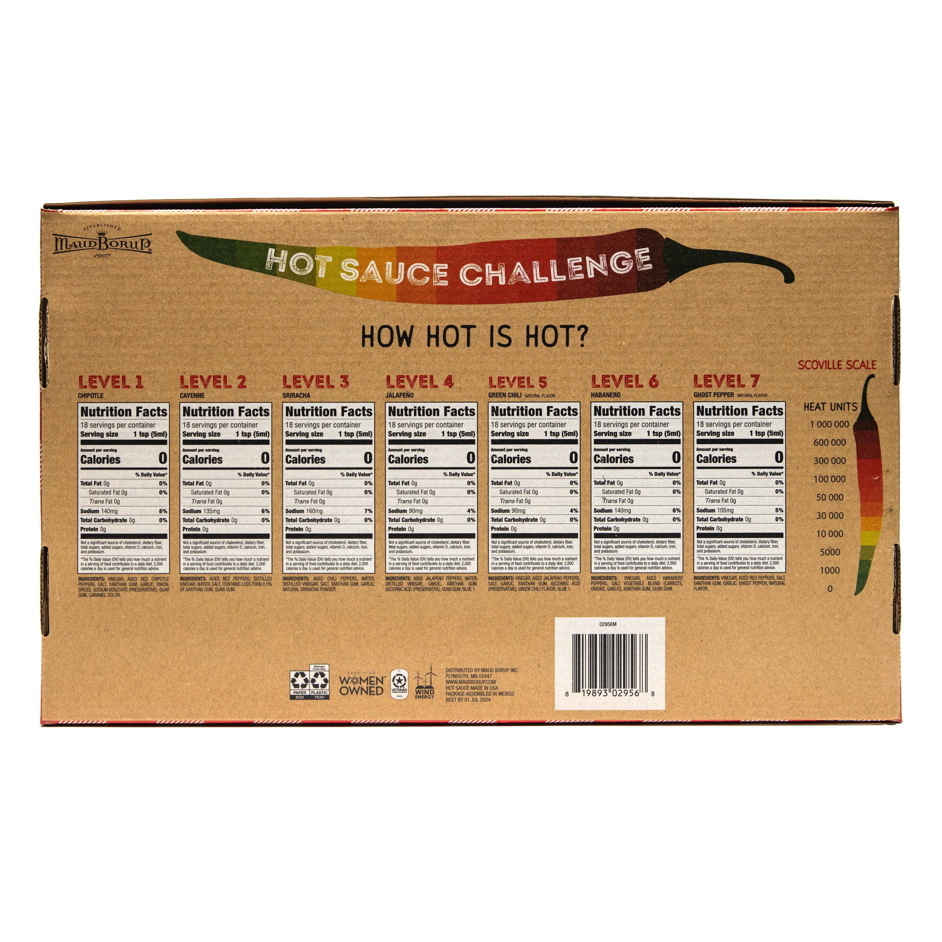 Maud Borup 7 Pack Hot Sauce Challenge Gift Set