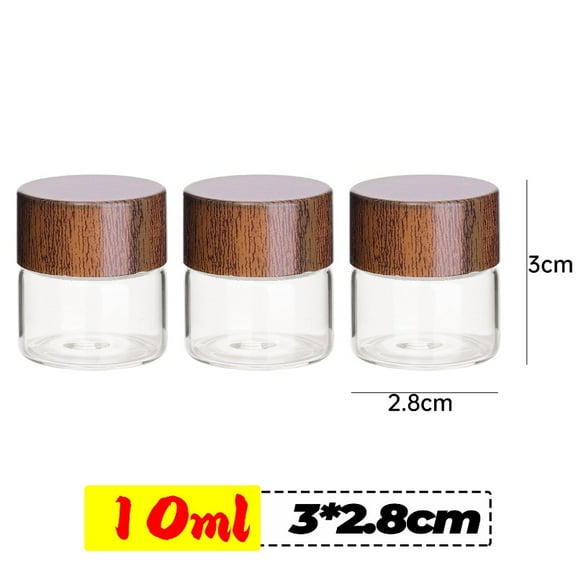 10/20/30ml Mini Glass Bottles Transparent Storage Container Tube Portable Coffee Beans Spice Jars DIY Glass Vials with Wood Lid