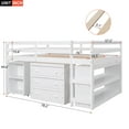 thumbnail image 3 of Harper & Bright Designs Full Loft Bed with Cabinet and Rolling Portable Desk, Wooden Low Study Loft Bed with Drawers, White, 3 of 12