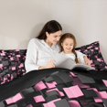 thumbnail image 4 of Homewish Modern Geometric Plaid Twin Comforter Sets,Light Pink Bedding Set,Black Reversible,2 Pieces,1 Comforter and 1 Pillowcase, 4 of 7