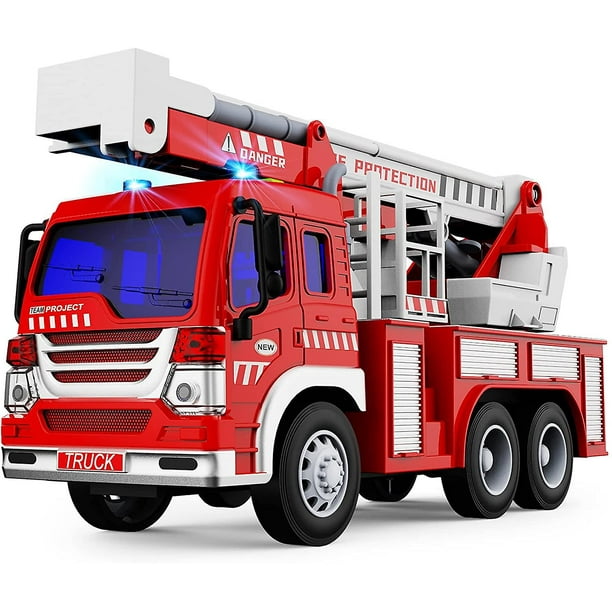 Jouet de camion de pompier, voitures à inertie, avec lumières et  sonscadeaux éducatifs pour garçons et filles de 4 à 5 à 6 ans 