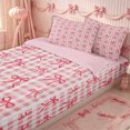 thumbnail image 3 of Erosebridal Preppy Gingham Bow Zipper Twin Comforter Sets with Fitted Sheet and 2 Pillowcases,Timeless Checker Base Zipper Bedding Set,Dusty Pink White,4-Piece,Pink Reversible, 3 of 6