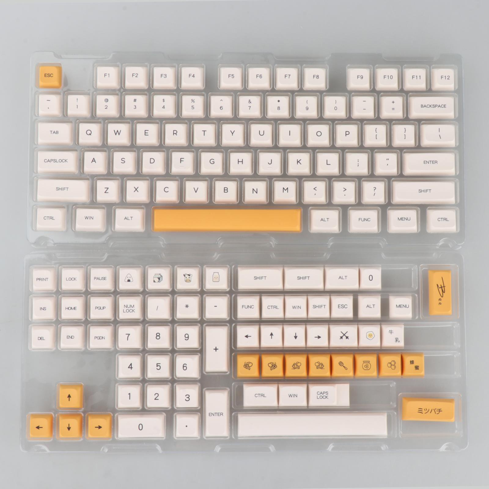 CNKOO Honey Milk Theme 140 Keys Mechanical Keyboard XDA Profile DYE-Sub PBT Keycap English Font