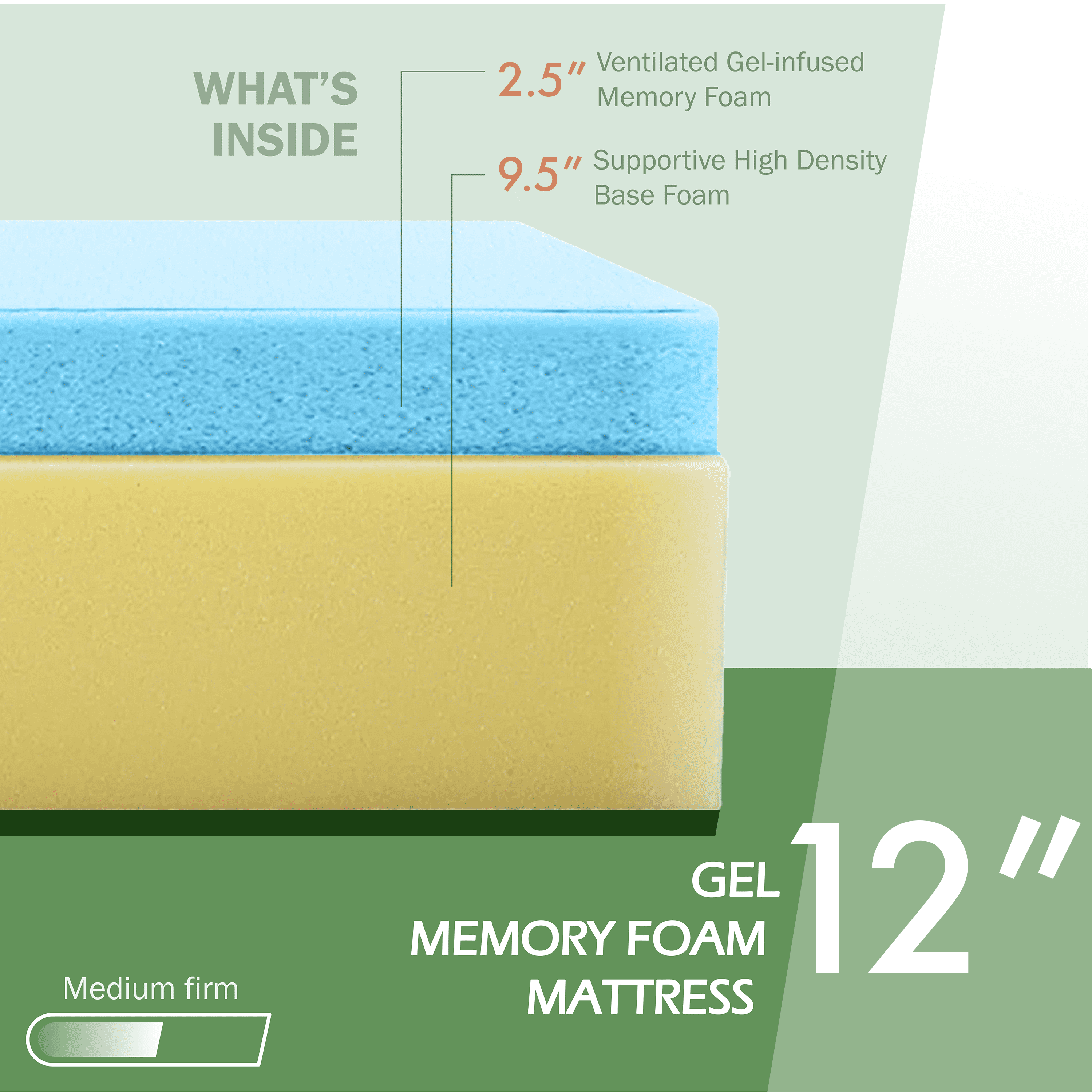 Furniture of America Solid Wood King Platform Bed with 12-Inch Memory Foam Mattress, White