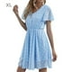 thumbnail image 1 of Qarigey Vestido de color sólido de manga corta con cuello en V estampado de puntos para mujer Vestidos azul claro XL, 1 of 8