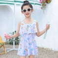 thumbnail image 6 of TOOYOU Girls One-Piece Swimsuits Sleeveless Casual Tutu Dress White Floral Pattern Casual Beach Suit Swim Suits For Girls Swimming Activities Size 5-6 Years, 6 of 9
