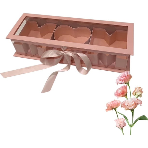Caja rellenable con forma de carta de regalo de flores para mamá, Caja de flores para el día de la madre, Caja de regalo vacía con flores para mamá, Caja rellenable con forma de letra de mamá, Regalos