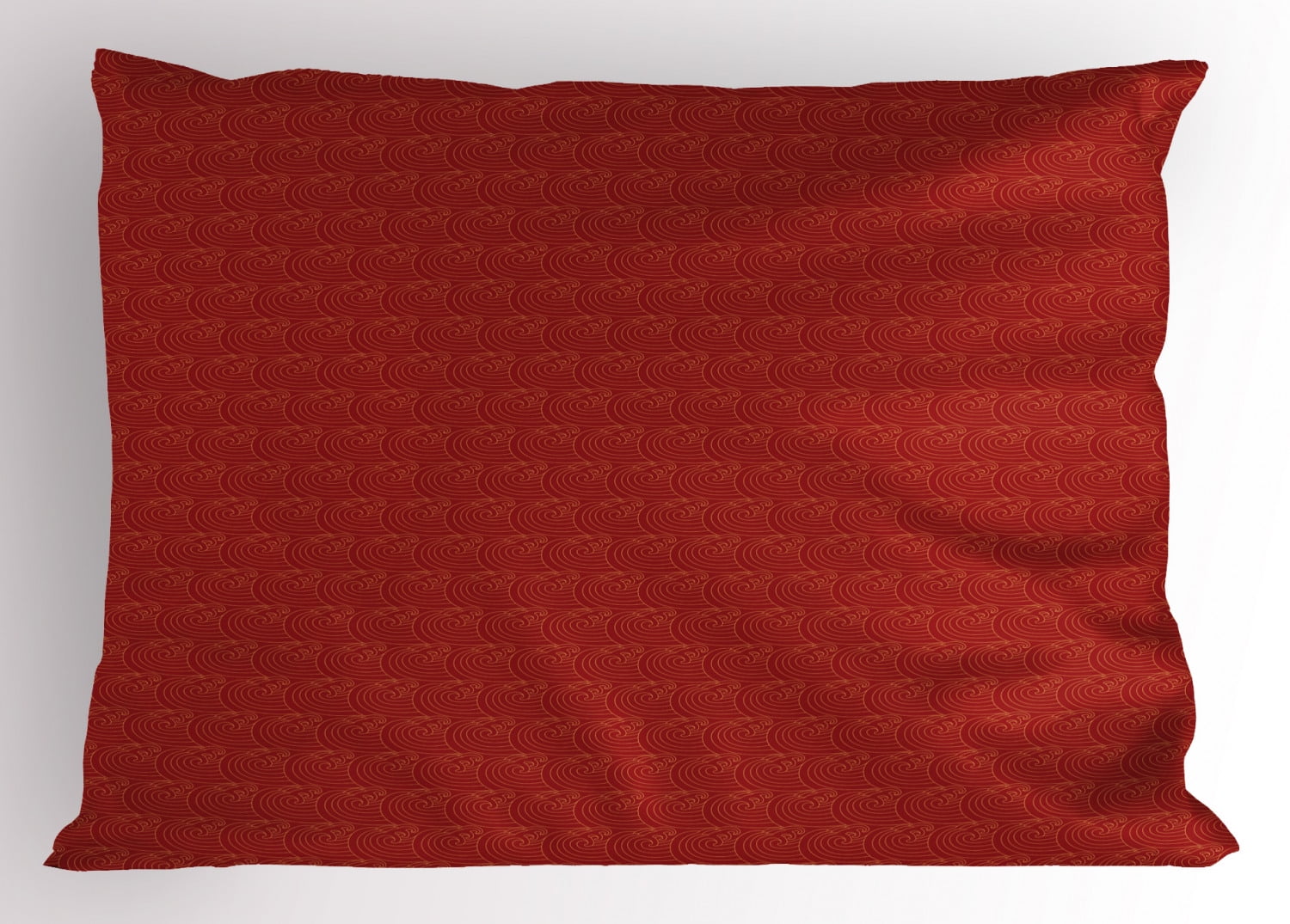 Wave Pillow Sham, Traditional Delicate Japanese Motif Nautical Curls in Warm Tones Art, Decorative Standard Queen Size Printed Pillowcase, 30' X 20', Pale Vermilion and Vermilion, by Ambesonne