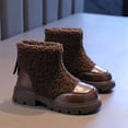 thumbnail image 5 of PEASKJP Girls Ankle Booties Round Toe Pull on Riding Shoes for Little Kid/Big Kid, Brown 32, 5 of 5