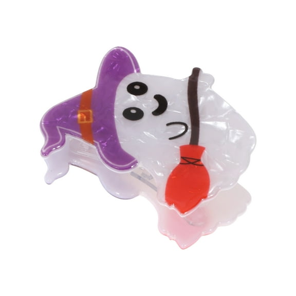 Unique Bargains 1 Pc Claw Clip Halloween Witch Ghost Hair Clip for Women White Purple