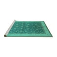 thumbnail image 2 of Ahgly Company Machine Washable Indoor Square Oriental Turquoise Blue Traditional Area Rugs, 6' Square, 2 of 4