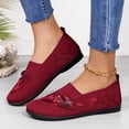 thumbnail image 2 of Women's Orthopedic Loafers Shoes Lightweight Knit Butterfly Embroidered Slip on Comfortable Walking Shoes with Arch Support Red Size 9, 2 of 5