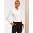 thumbnail image 4 of Camisa con Botones Mangas Largas Allegra K Blusa de Oficina de Trabajo blanco XS, 4 of 6