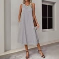 thumbnail image 2 of WRKEKC Printed Dresses for Women Botanical Print Crew Neck Sleeveless Straight Column Midi Flowy Silhouette Chic, 2 of 4