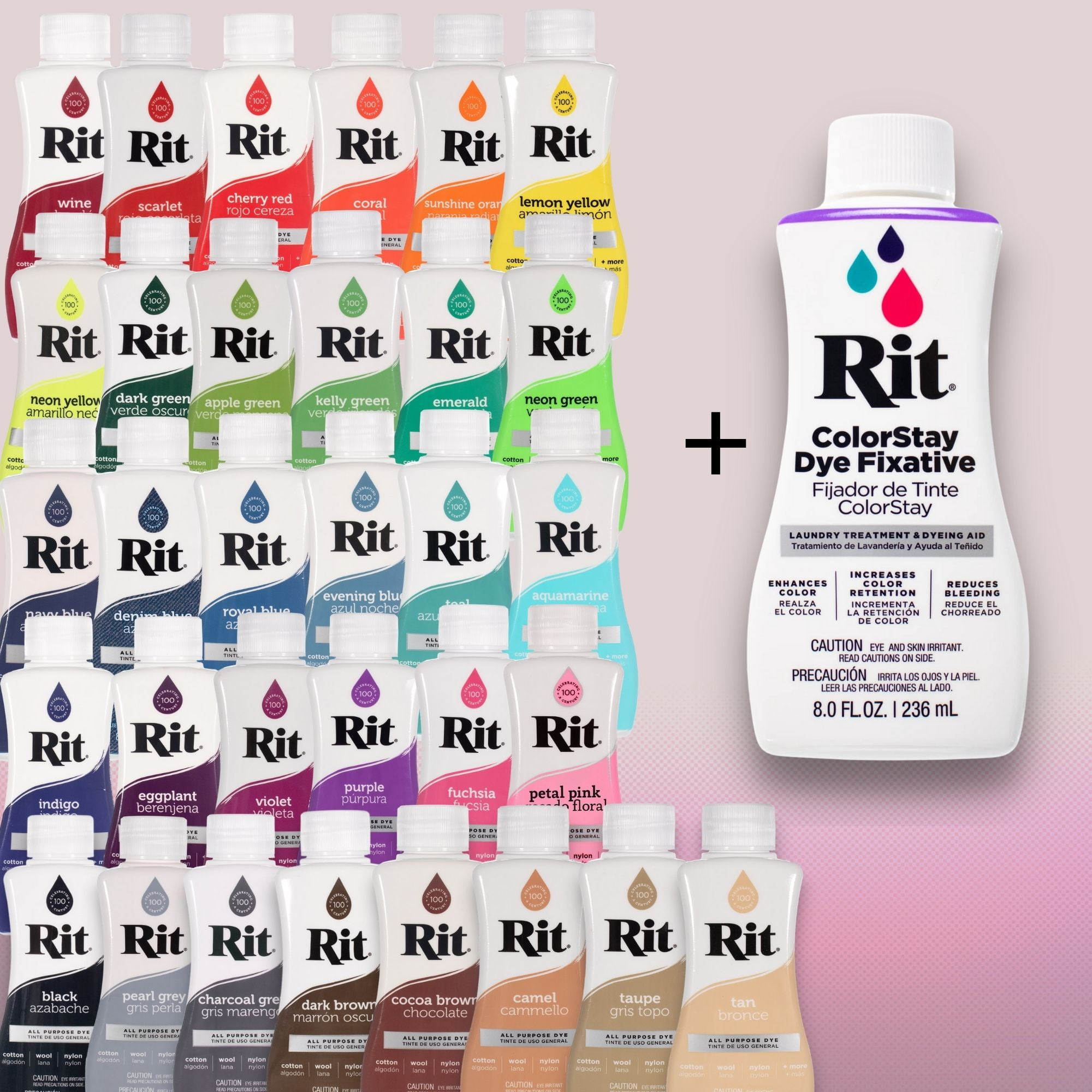 Rit Liquid Dye with ColorStay Fixative Bundle – All in One Kit with Gloves to Reduce Color Bleed (Apple Green)