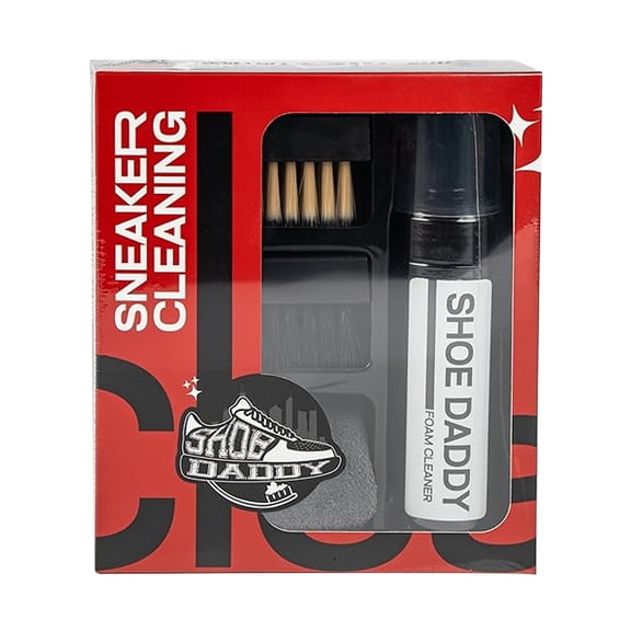 Shoe Daddy Foaming Shoe Cleaner Kit with Soft and Stiff Brushes and Microfiber Cloth
