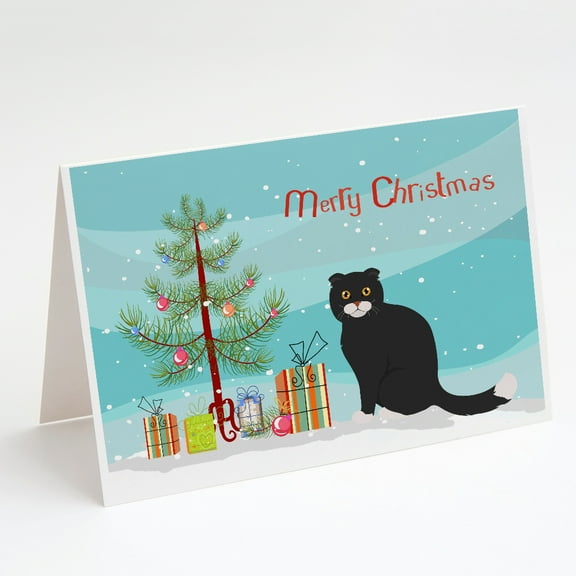 Foldex Exotic Fold 2 Cat Merry Christmas Greeting Cards and Envelopes Pack of 8