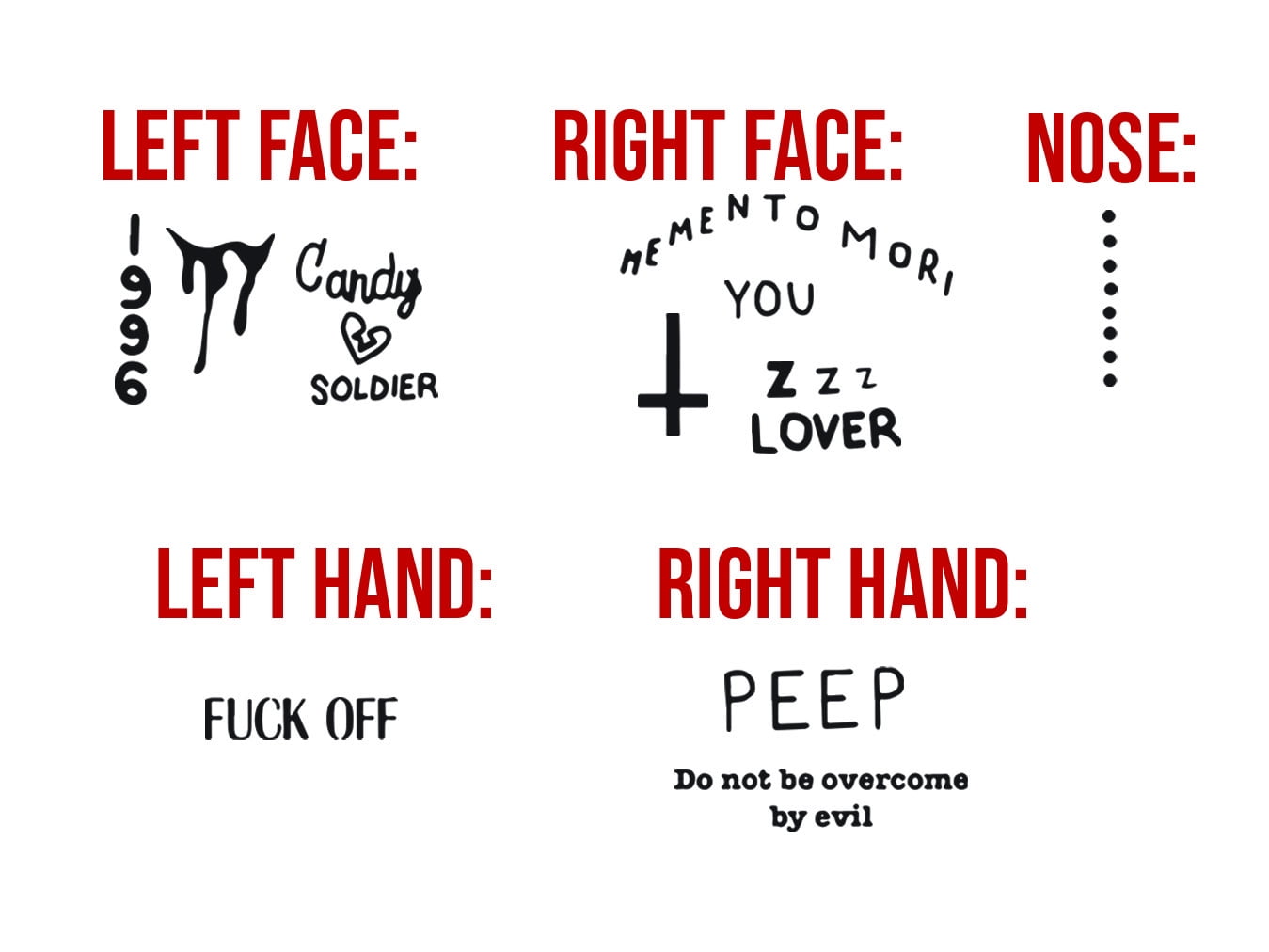 Lil Xan Temporary Tattoos 2 Pack Skin Safe Walmartcom