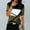 Army Green, variant on Women Short Sleeve Tops Summer Tops Blouses V Neck Button Front Digital Print Blouse with Ruching Detail Casual Wear