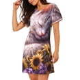 thumbnail image 2 of Kdxio Chemise de Nuit Imprimé Tournesol Chaud pour Femmes Manches Courtes Décontractée Ample Confortable, 2 of 6