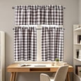 thumbnail image 4 of BadyminCSL 3Pcs Plaid Kitchen Curtain Set with Rod Pocket for Small Window/Coffee Shop/Basement, Light Filtering Thermal Insulated Window Curtains, 4 of 9
