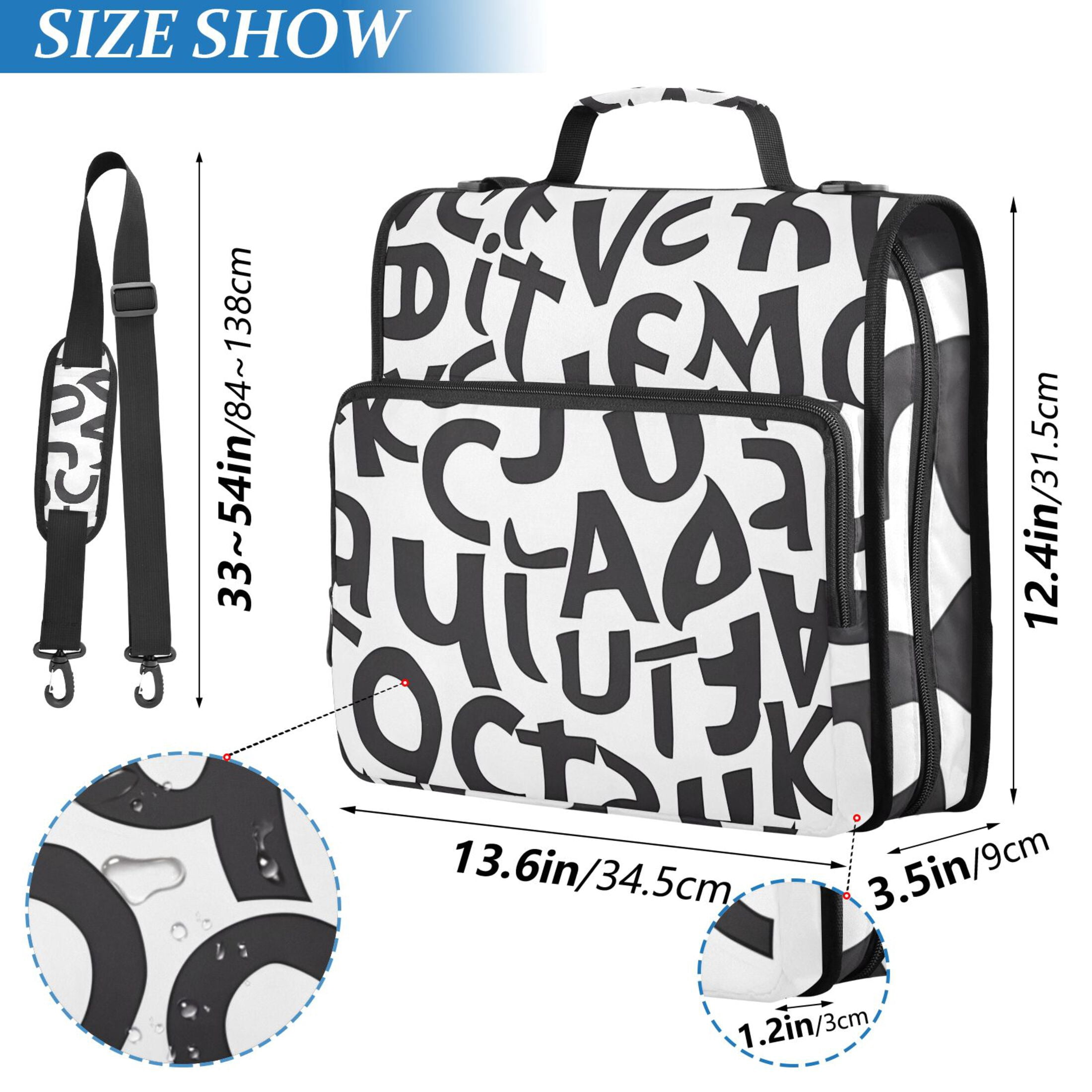 ALAZA Zipper Binder Cute Alphabets 3 Ring Trapper Keeper File Folder Organizer Bag