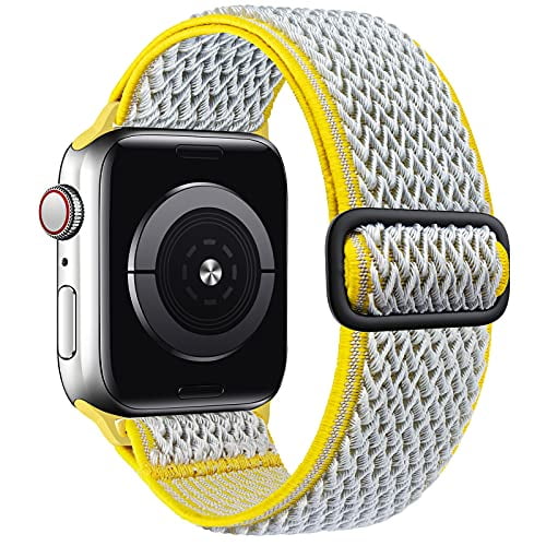 SAMYERLEN compatible with Stretchy Apple Watch Band 38mm 40mm 41mm 42mm 44mm 45mm 49mm for Men Women Kids Adjustable Elastic Braided Nylon iWatch Band for Series 8 7 6 5 4 3 2 1 SE Ultra(gra