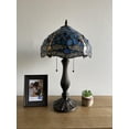 thumbnail image 4 of Tiffany Table Lamp Dragonfly Blue Stained Glass LED Bulbs Included for Living Room Dining Room Bedroom Bedside 12"W*12"D*22"H, 4 of 5