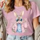 thumbnail image 2 of Camiseta de Cuello Redondo de Manga Corta de la Mujer, Top de Moda para Invierno Y Primavera Impresa de Navidad Casual 3/4, 2 of 7