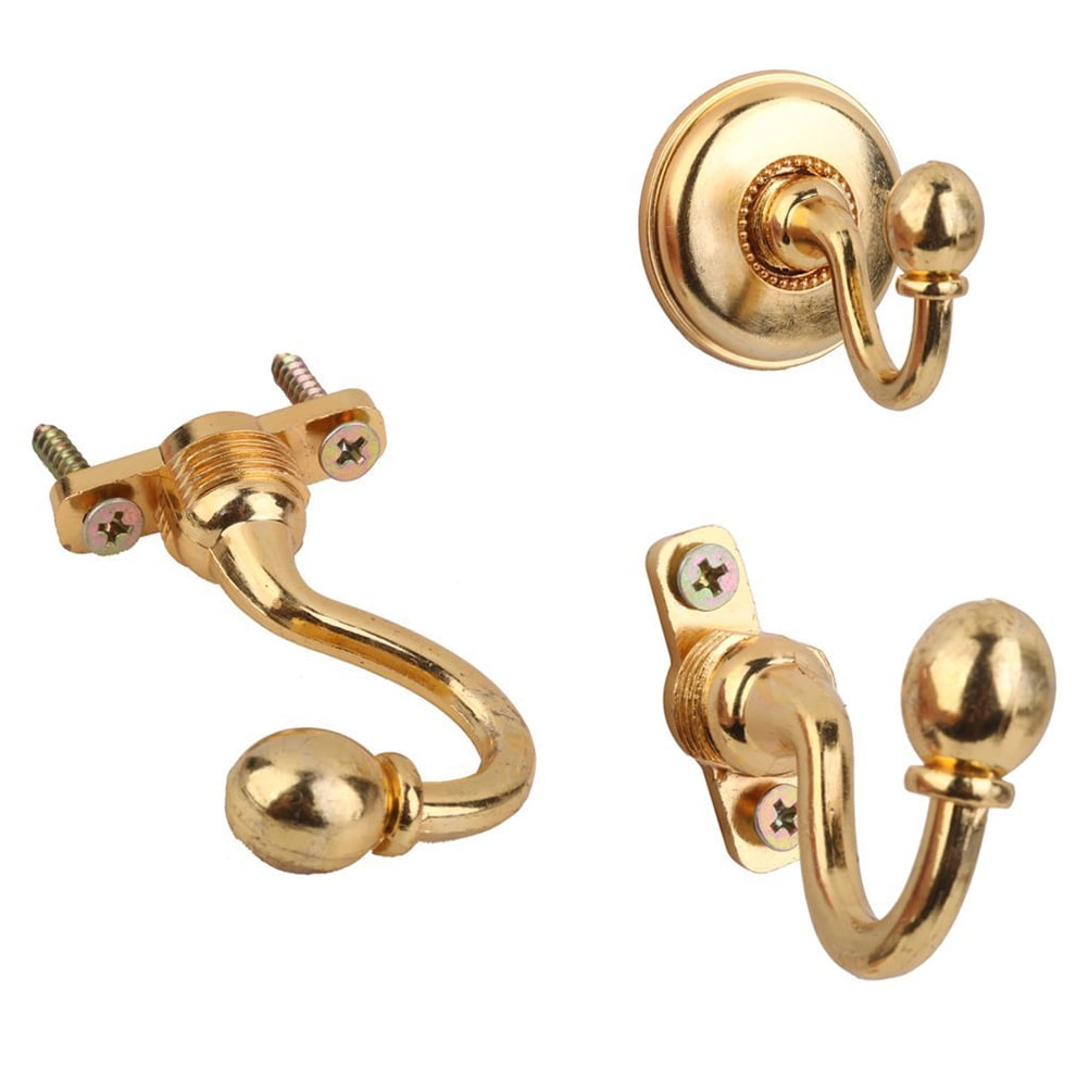 Golden Zinc Alloy Curtain Tieback Hooks for Wall or Door with Attractive Design and Vintage Look 2