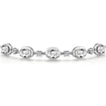 thumbnail image 3 of Gem Stone King 925 Sterling Silver White Created Sapphire Bracelet for Women | 5.00 Cttw | Gemstone September Birthstone | Oval 7X5MM | Fully Adjustable 9 inch, 3 of 6