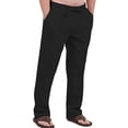 thumbnail image 1 of Innerwin Pants Elastic Waist Men Trousers Beach Drawstring Lightweight Long Pant Black 2XL, 1 of 2