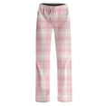 thumbnail image 5 of Boys Pajamas Pants Girls Boys Plaid Pajama Pants Cute Wide Leg Soft Christmas Bottoms Loungewear Trousers with Pockets pjs for Teen Girls(Pink,2-3 Years), 5 of 5