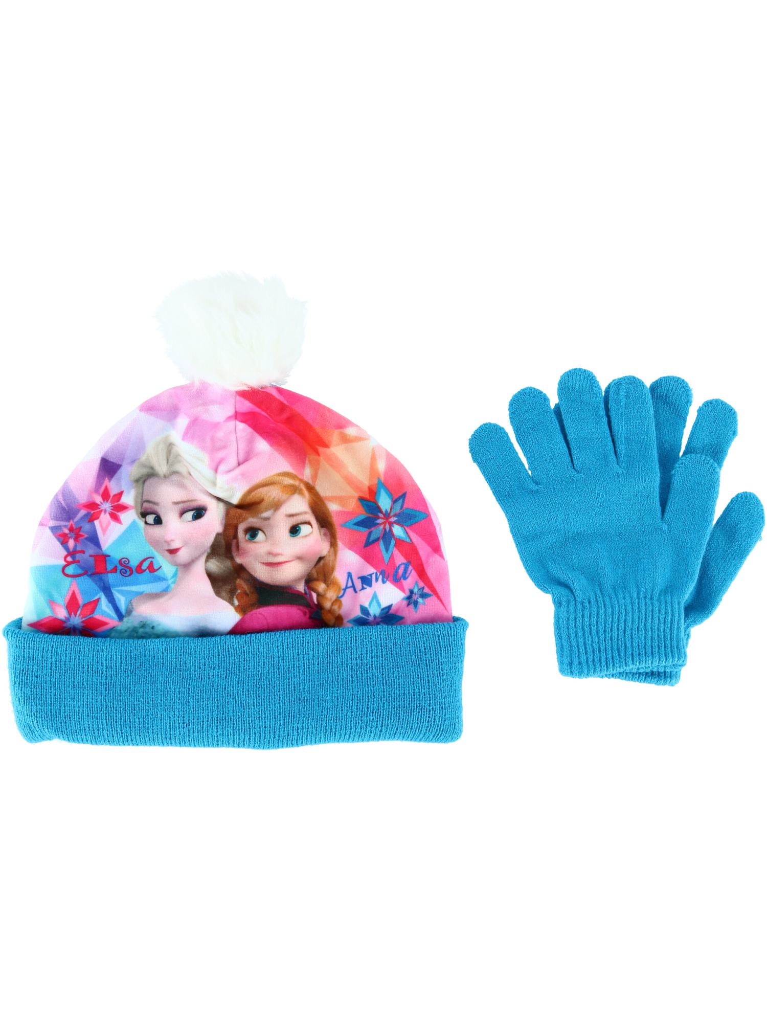 NWT Frozen Elsa Anna Pink Kids Girls Winter Hats Beanie Knitted Pom Bobble 2-8 y 