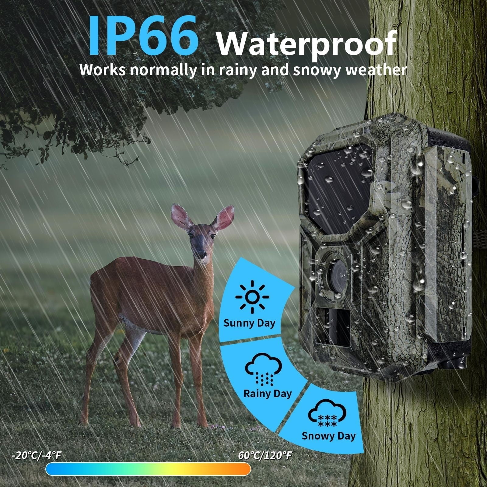 Trail Camera with WiFi & Solar Panel, Infrared Night Vision Game Camera with Motion Detection, High-Resolution Wildlife Camera for Outdoor Use