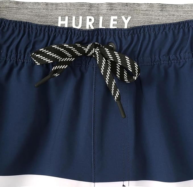 Hurley Mens Swim Short (Dark Blue Stripes, Large)