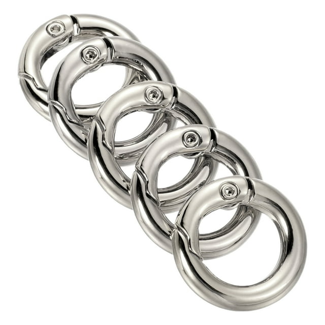 Unique Bargains 18x11x3.5mm Rond en Alliage de Zinc Porte à Ressort O Boucle à Clip Anneau, Ton Argent 5 Pack