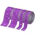 thumbnail image 1 of Unique Bargains 2 Roll 1 Yard 13.5/27mm Self Adhesive Crystal Rhinestone Ribbon for Crafts Project, Purple Pink, 1 of 5