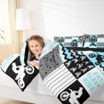 thumbnail image 4 of Homewish Modern Motercycle Bedding Comforter Set for Boys, Cyan Patchwork Plaid Twin Comforter Sets, Cartoon Stars Print Reversible Bedding Set, Breathable Home Decor, 2-Piece, 4 of 8