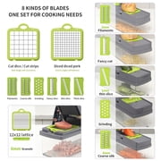 Howarmer 14 in 1 Multifunctional Vegetable Onion Chopper Dicer Slicer, Kitchen Mandoline Food Chopper Cutter Slicer with 8 Blades, Carrot and Garlic Chopper with Container