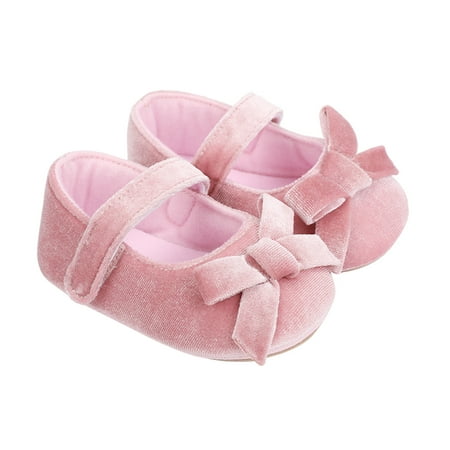 

Fsqjgq All Shoes for Girls Toddler Kids Girls Soild Colour Bowknot Princress Shoes Soft Sole The Floor Non Slip First Walkers Prewalker Shoes Baby Shoes Girl 12-18 Months Cotton Pink 11