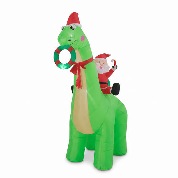 Glazina 8ft Santa Claus on Dinosaur Christmas Inflatable, Outdoor Decorations, Christmas Blow Up Gift, Rapid Inflation