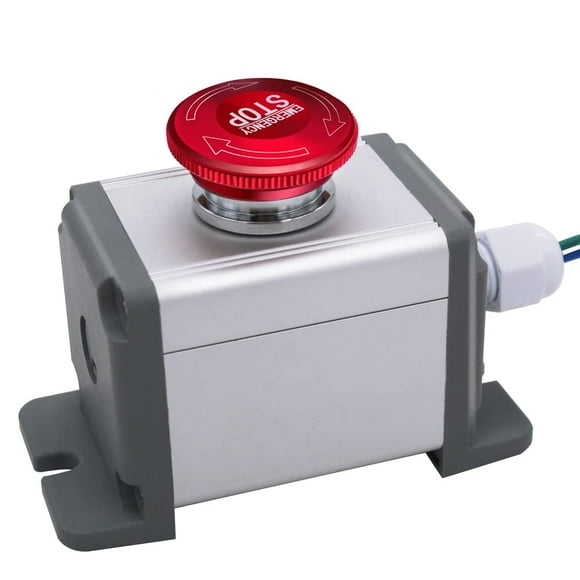 mxuteuk 22mm Stainless Steel Metal Latching Emergency Stop Push Button Switch Waterproof IP65 12-220V 3A 1NO 1NC Switch Station Box with Connection Plug,MXU-DT-JH