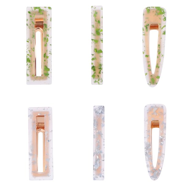 6pcs Mujeres Floral Hair Barrettes Retro Acrílico Cuadrado Pelo Plaza Pinzas Horquillas