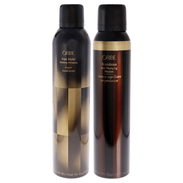 Kit de espuma voluminizadora Grandiose Hair y laca para el cabello Free Styler de Oribe para unisex: kit de 2 piezas de espuma de 5,7 oz y laca para el cabello de 9 oz