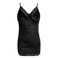 thumbnail image 4 of B91xZ Chemise de Nuit en Satin pour Femmes, Manches Courtes, Col en V, Robe de Nuit, Noir, 4 of 4