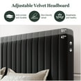 thumbnail image 3 of Amolife Queen Size Upholstered Platform Bed Frame with Adjustable Velvet Headboard, Black, 3 of 8