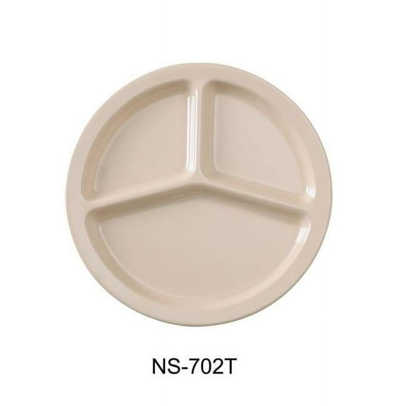 Yanco NS-702T 10 in. Nessico 3-Compartment Plate - Melamine, Tan - Pack of 24